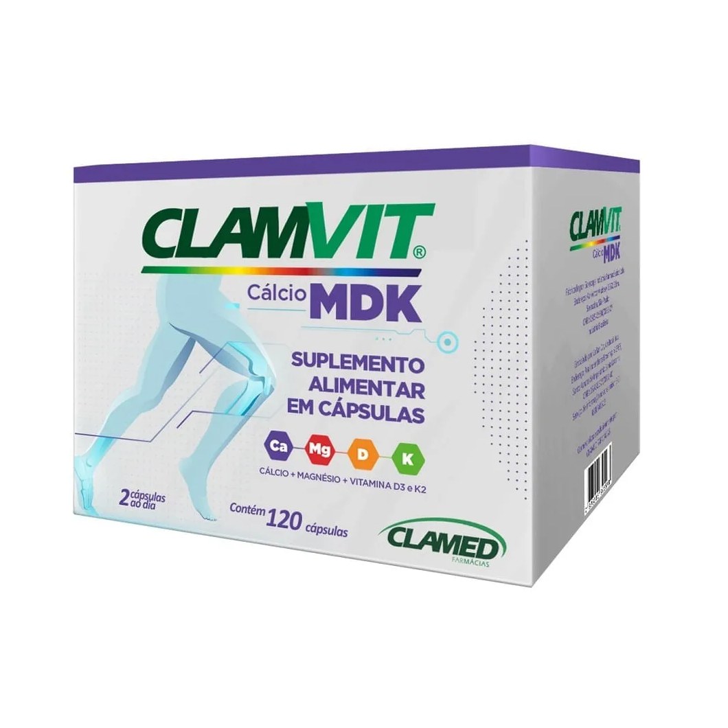 Suplemento Alimentar Clamvit Cálcio Mdk 120 Cápsulas