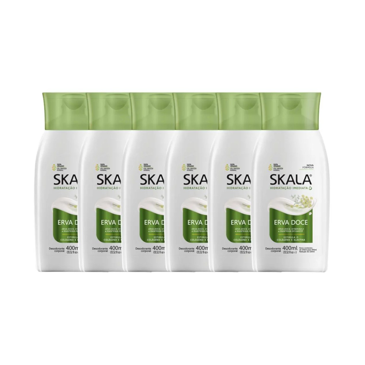 Kit 6 Loção Creme Hidratante Corporal Erva Doce Vegano Skala