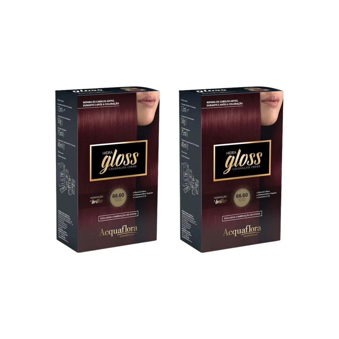 Coloraçao Acquaflora Hidra Gloss 66.60 Verm Granada-Kit C2un