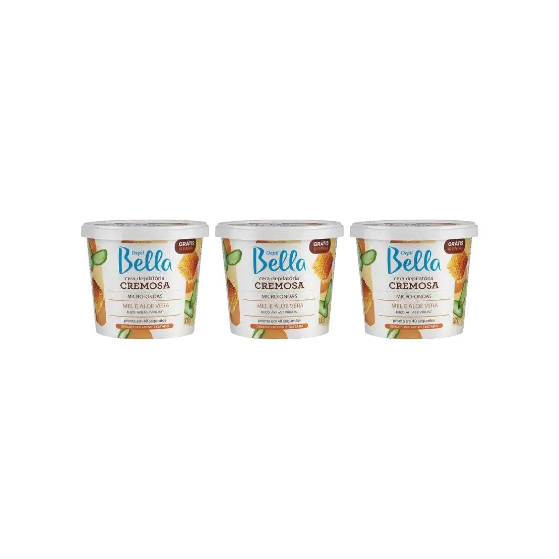Depilatorio Depil Bella Cera 100g Microondas Mel - Kit C/3un
