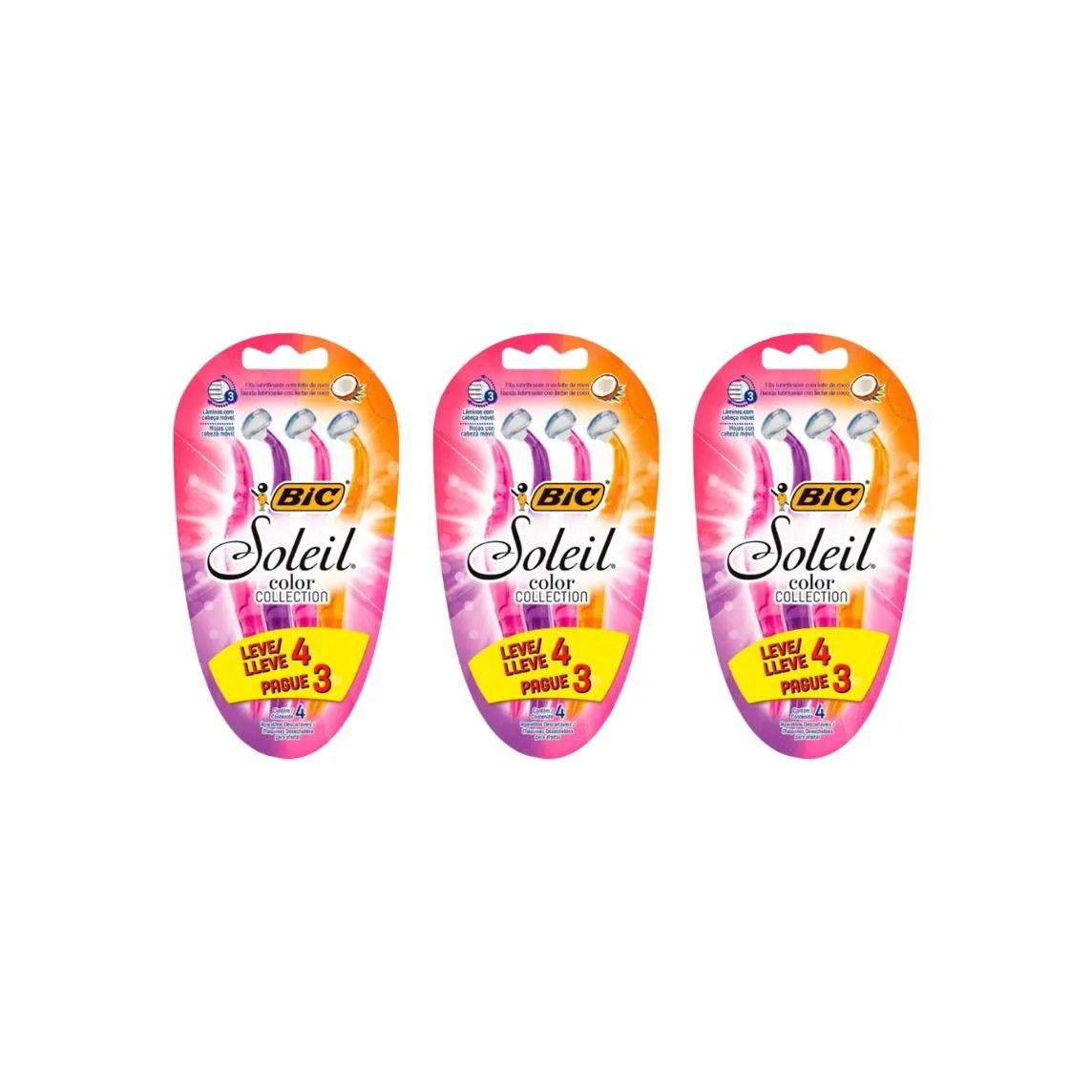 Aparelho de Barbear Bic Soleil Com 4 - Kit C/3un