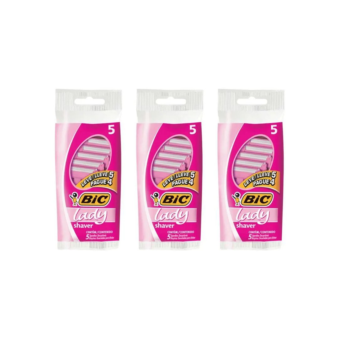 Aparelho Depilatorio Bic Lady Shaver Leve 5 Pague 4 - Kit C/ 3un