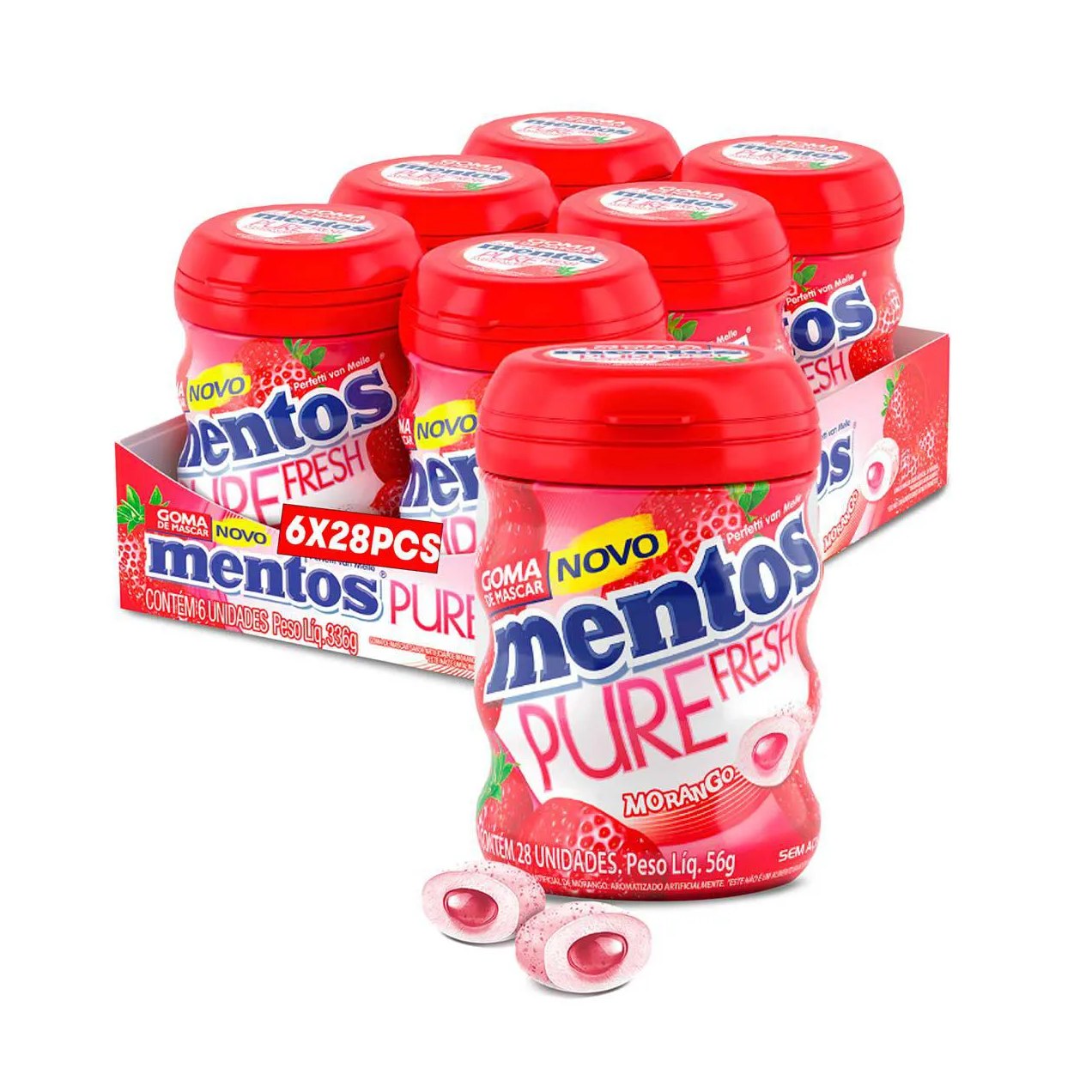 Goma de Mascar Mentos Pure Fresh Morango 56g