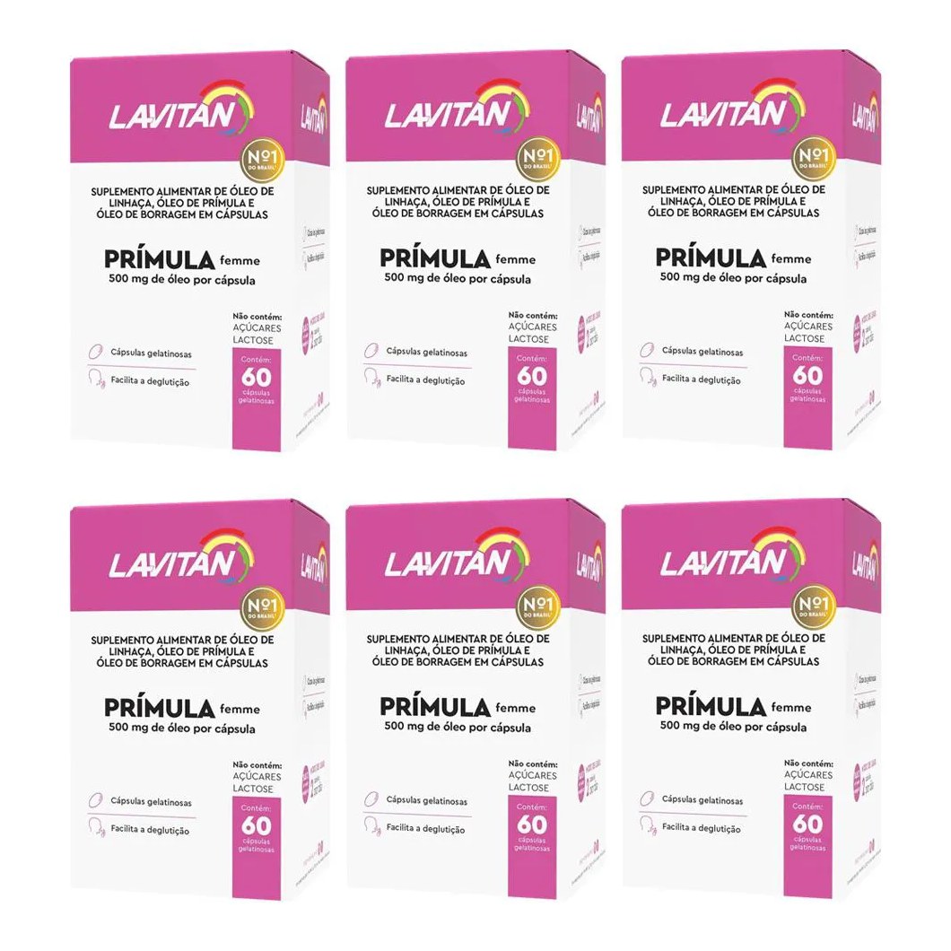 Kit 6 Lavitan Óleo de Prímula Femme 60Cps - Cimed