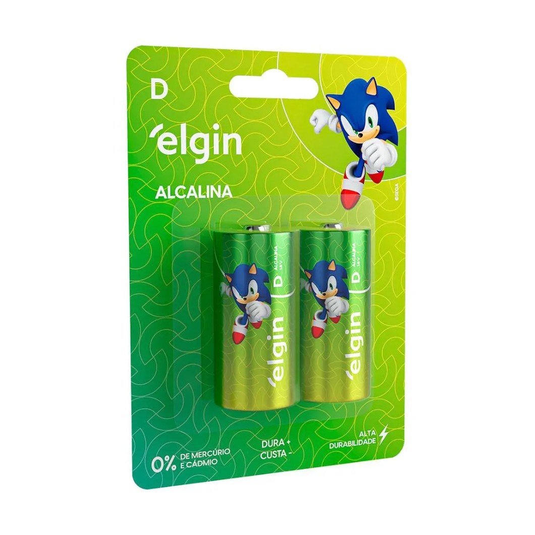Pilha Alcalina D LR20 Grande Blister Com 2 Unidades Elgin