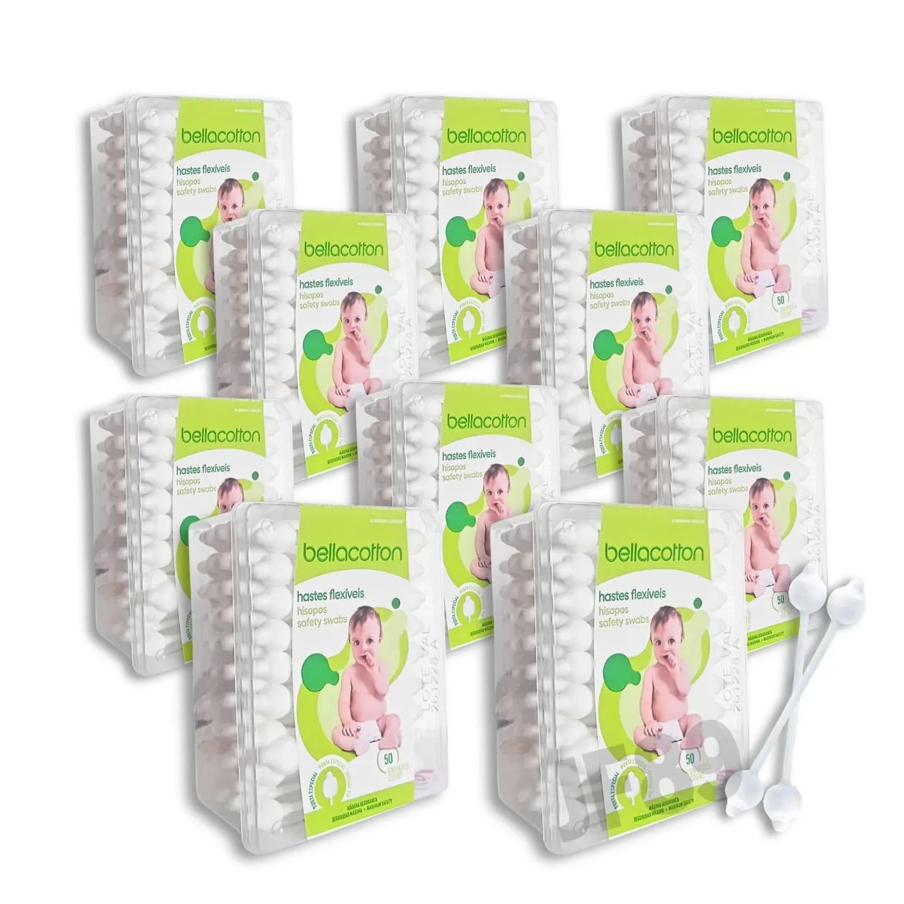 Haste Flexível Cotonete Bebe Bellacotton 10 pac. total 500un