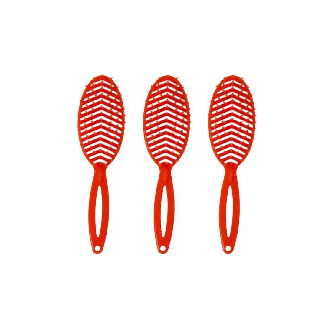 Escova de Cabelo Darma Flex 339 Oval Laranja - Kit C/ 3un