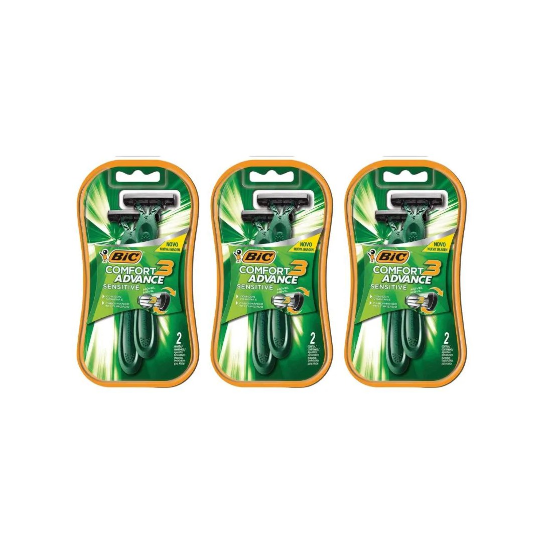 Aparelho de Barbear Bic Comf 3 C/2 Pele Sensivel-Kit C/3un