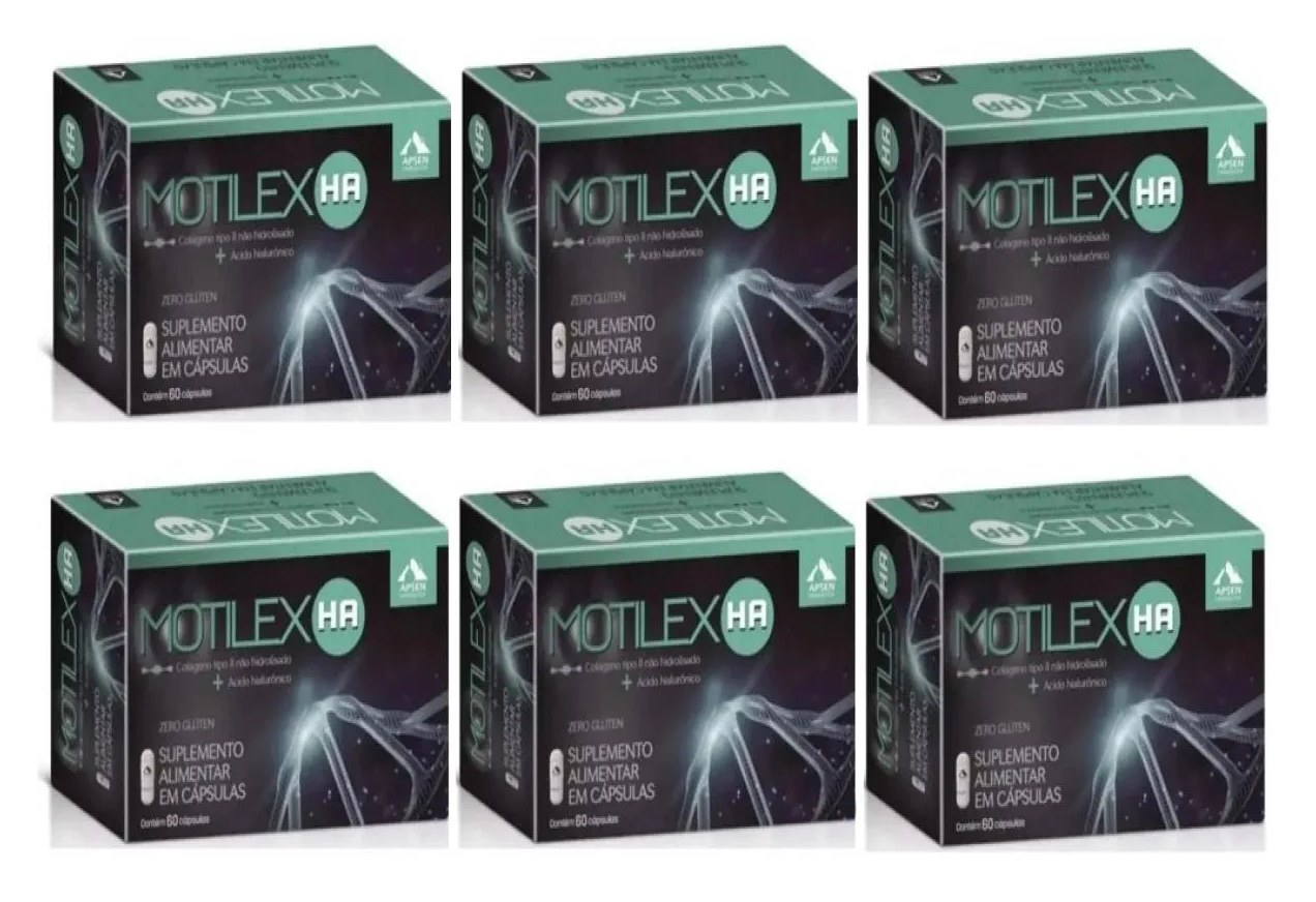 Motilex Ha Kit C/6 Caixas C/60 cápsulas Cada - Colágeno Tipo 2 + Ácido Hialurônico