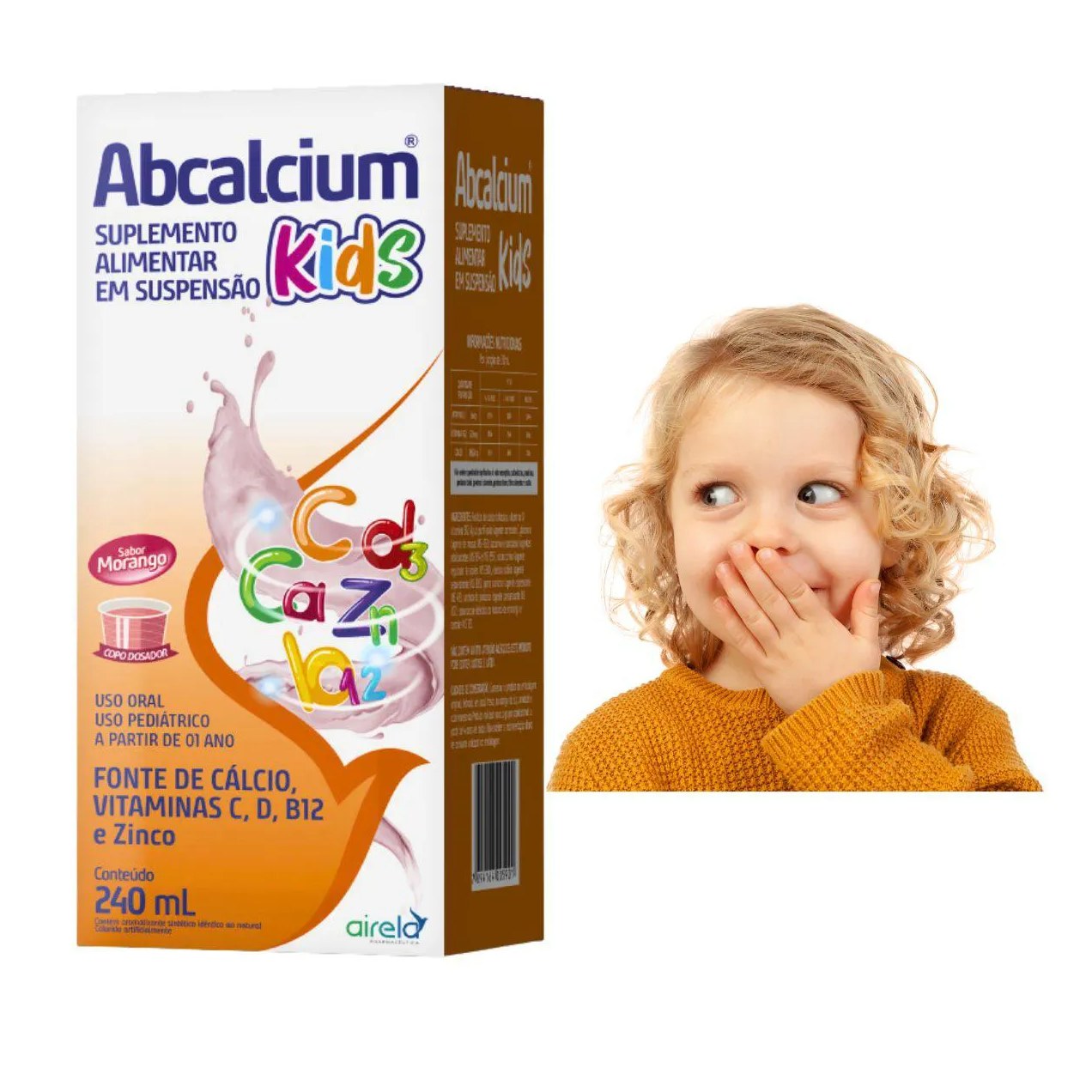 Abcalcium Kids 240 Ml Calcio B12 D e Zinco Crianças e Adultos