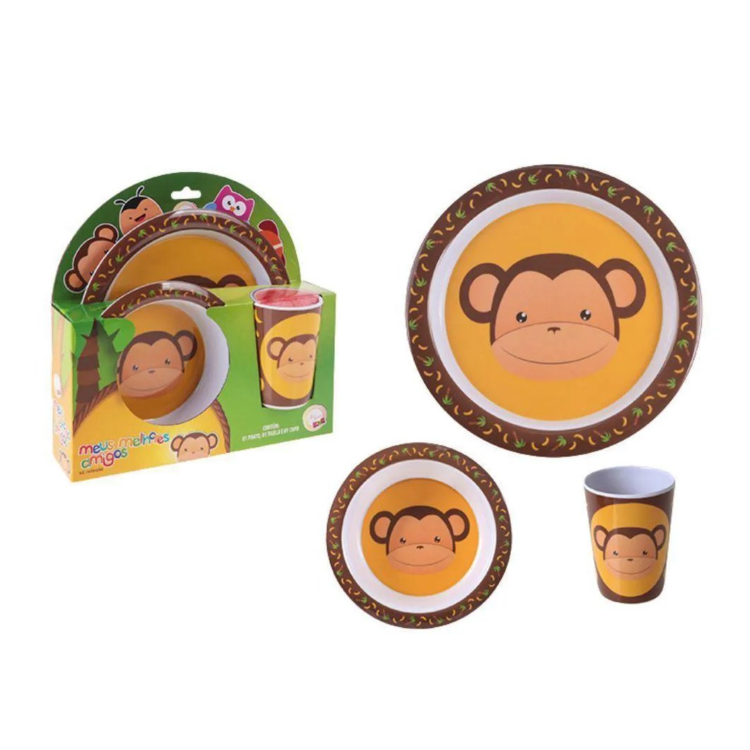 Kit Alimentação Infantil Melhores Amigos Macaco - Art House
