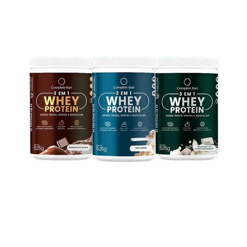 Kit 1 Whey Isolado Chocolate Belga + 1 Whey Isolado Baunilha com Chocolate + 1 Whey Isolado Neutro Complete BariO que é