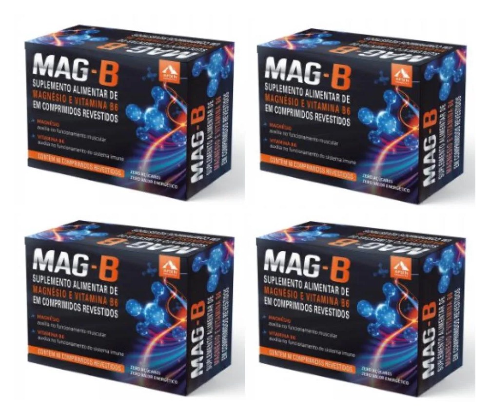 Mag-b Kit C/4 Caixas C/ 60 comprimidos Cada - Bisglicinato de Magnésio + Vitamina B6