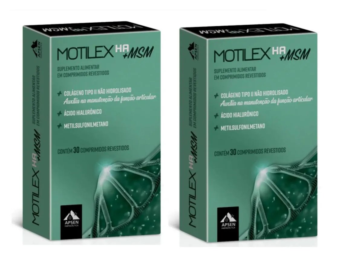 Motilex Ha+msm Kit C/2 Caixas C/30 comprimidos Cada - Colágeno Tipo 2 + Ácido Hialurônico + Msm = Metilsulfonilmetano + Vitamina C