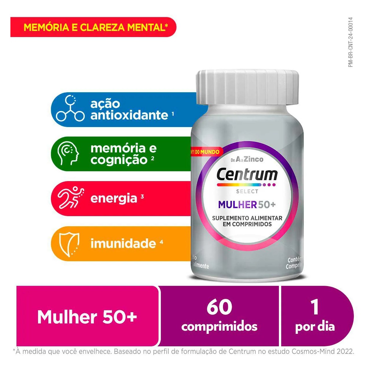 Kit Creme Fixador de Dentadura Ultra Corega Tripla Ação Sem Sabor 8,5g + Polivitamínico Centrum Select Mulher 50+ 60 comprimidos