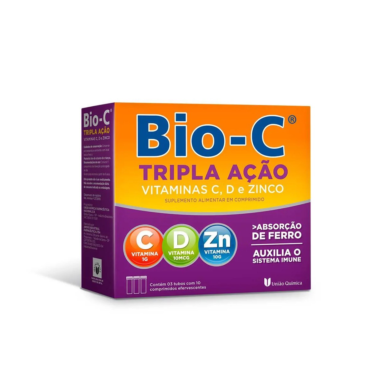 Vitamina C Efervescente Bio-C Tripla Ação 30 comprimidos