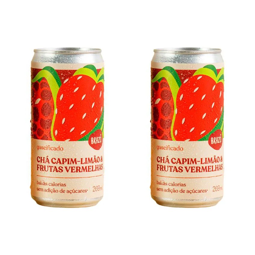 Kit 2x: Chá de Capim Limão com Frutas Vermelhas Gaseificado Brazô 269ml