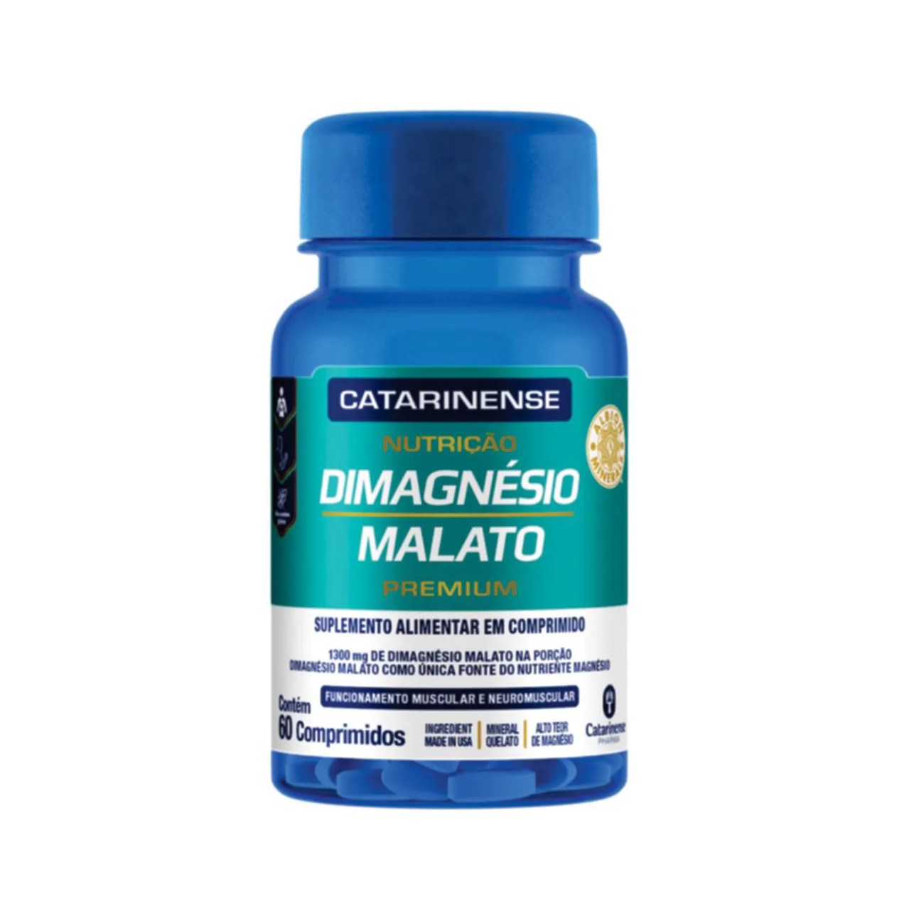 Dimagnésio Malato Premium Catarinense Nutrição 60 comprimidos