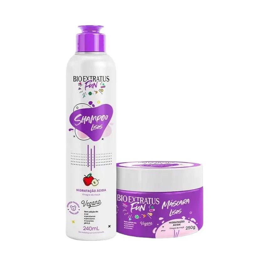 Kit 1 Shampoo 1 Máscara Fun Liso 240Ml