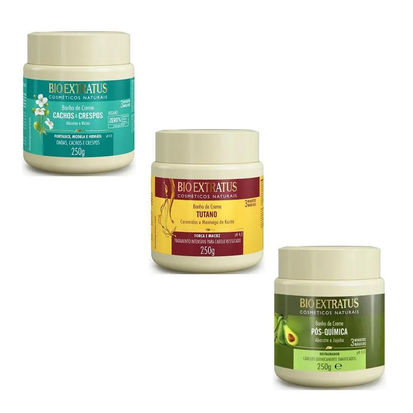 Kit Cronograma Capilar Nutrição Tutano + Pós Química + Cachos 250 Gr