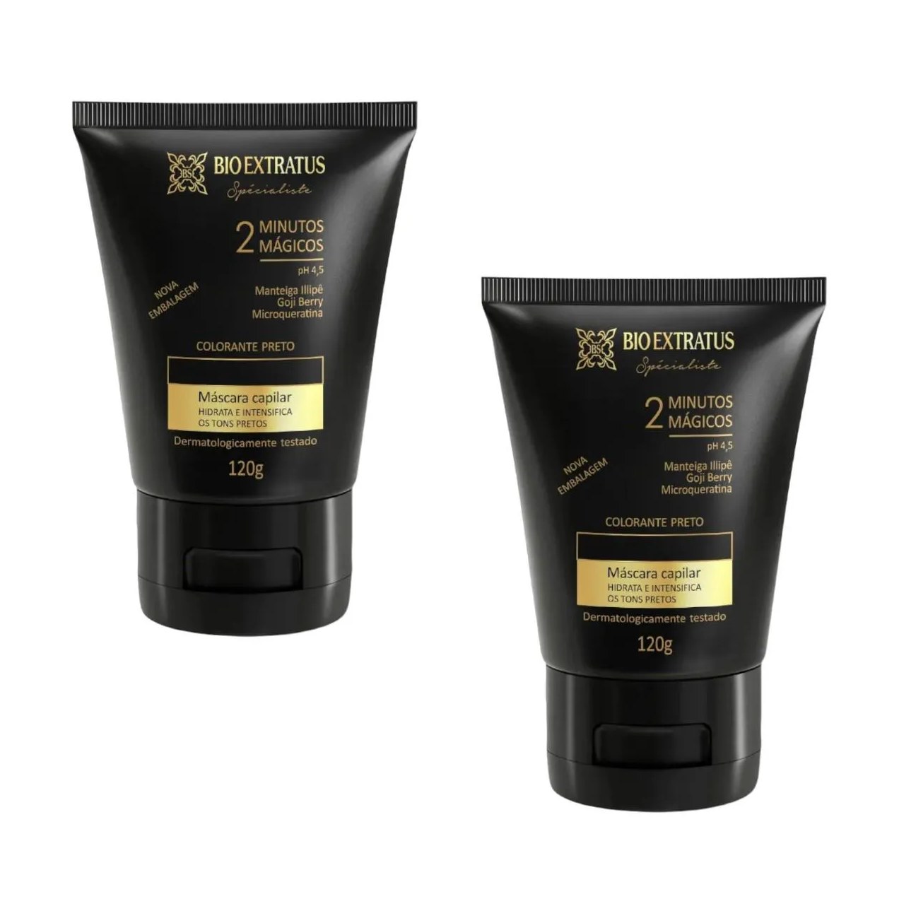 Kit 2 Mascaras Colorante Preta Reaviva A Cor e Trata 120 Gr