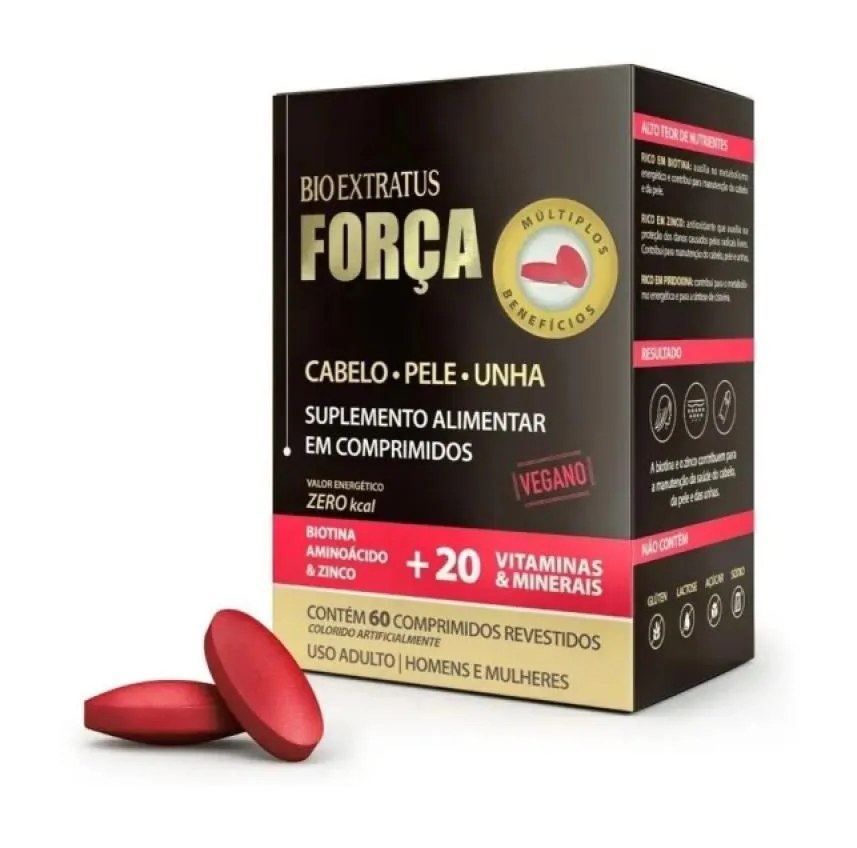 Suplemento Força 900Mg Cabelos Pele Unha Bio Extratus