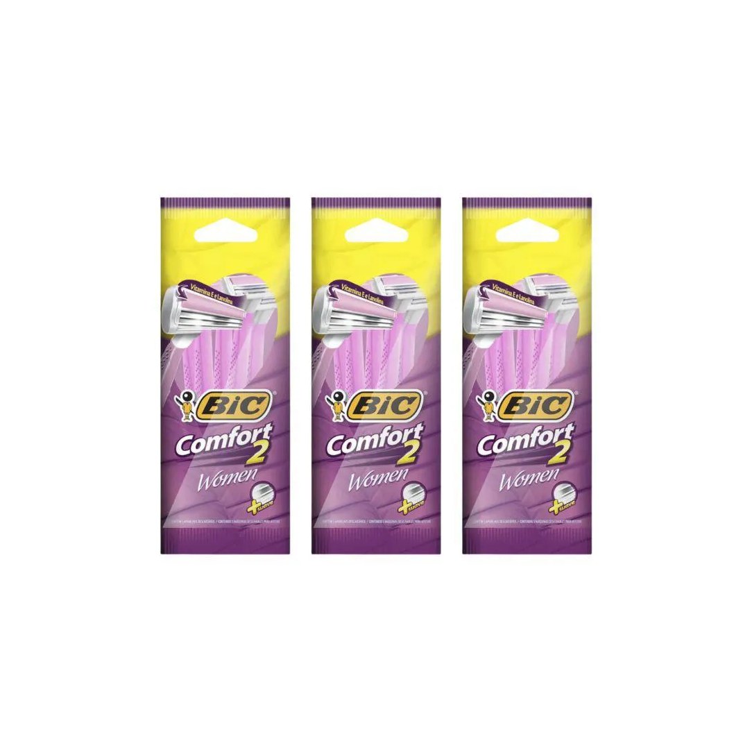 Aparelho de Barbear Bic Comf 2 Twin For Women L5p4 - Kit 3un