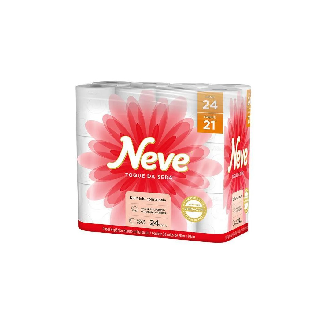 Papel Higiênico Neve Toque de Seda Folha Dupla Leve 24 Pague 21