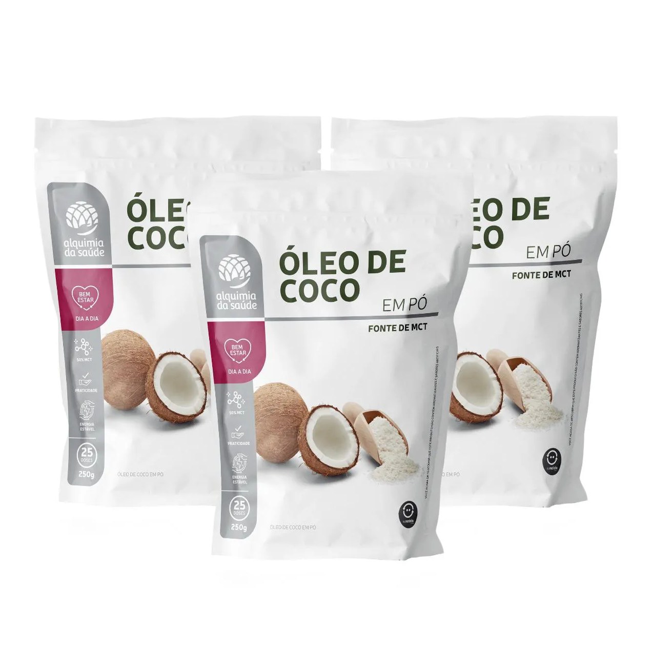3x Óleo de Coco em Pó Fonte de Mct Alquimia da Saúde 250g