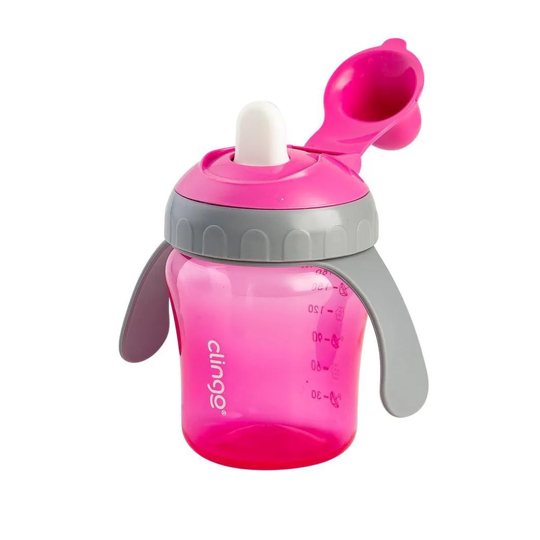 Copo Treinamento com Tampa Colors Rosa - Clingo