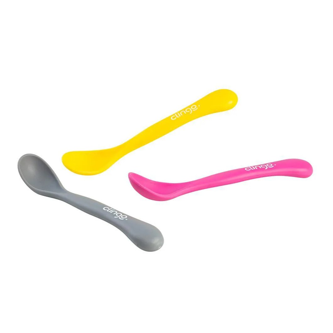 Kit 3 Unid Colheres Colors Cinza Rosa e Amarelo - Clingo