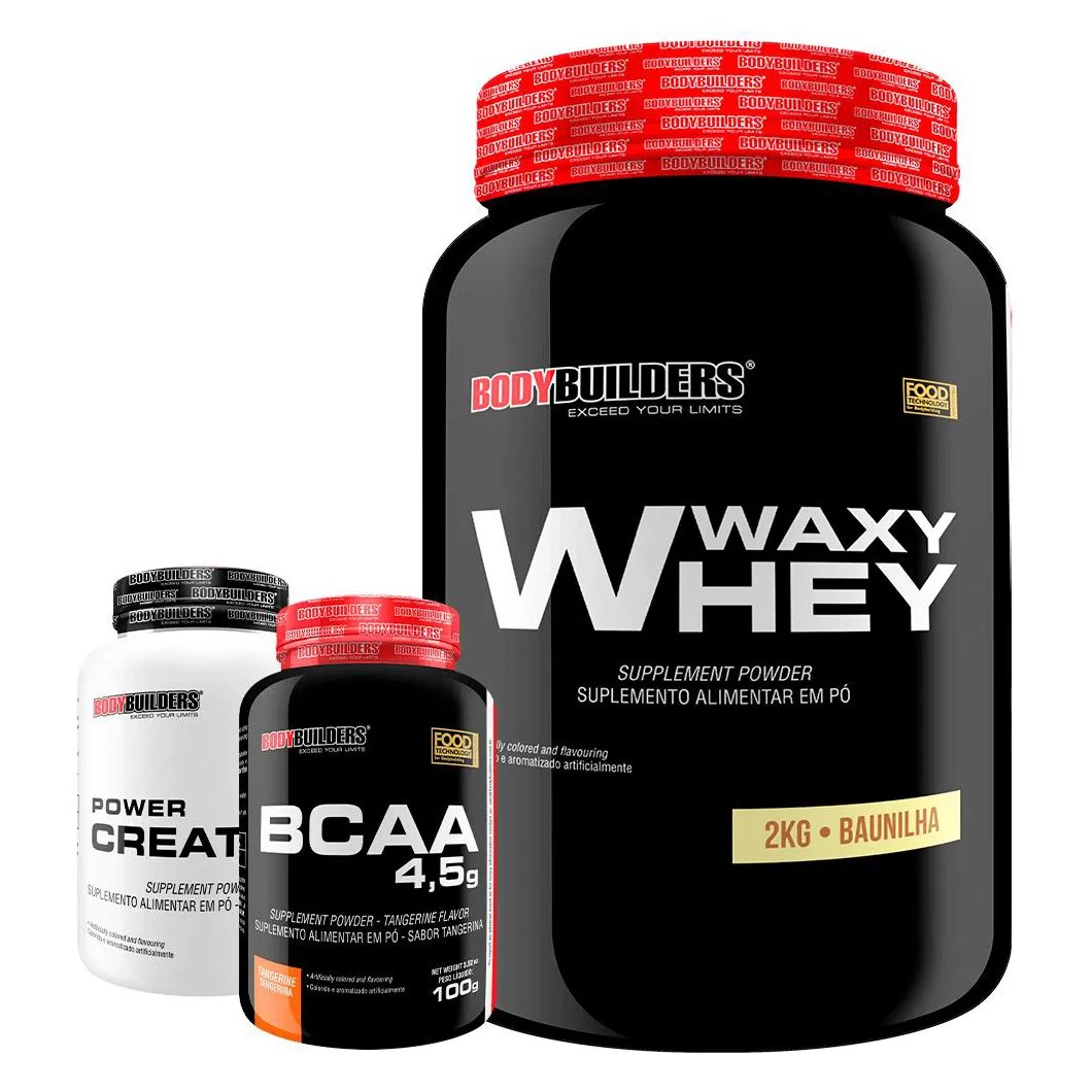 Kit Waxy Whey 2kg + Bcaa 4,5 100g + Power Creatina 100g – Bodybuilders Baunilha
