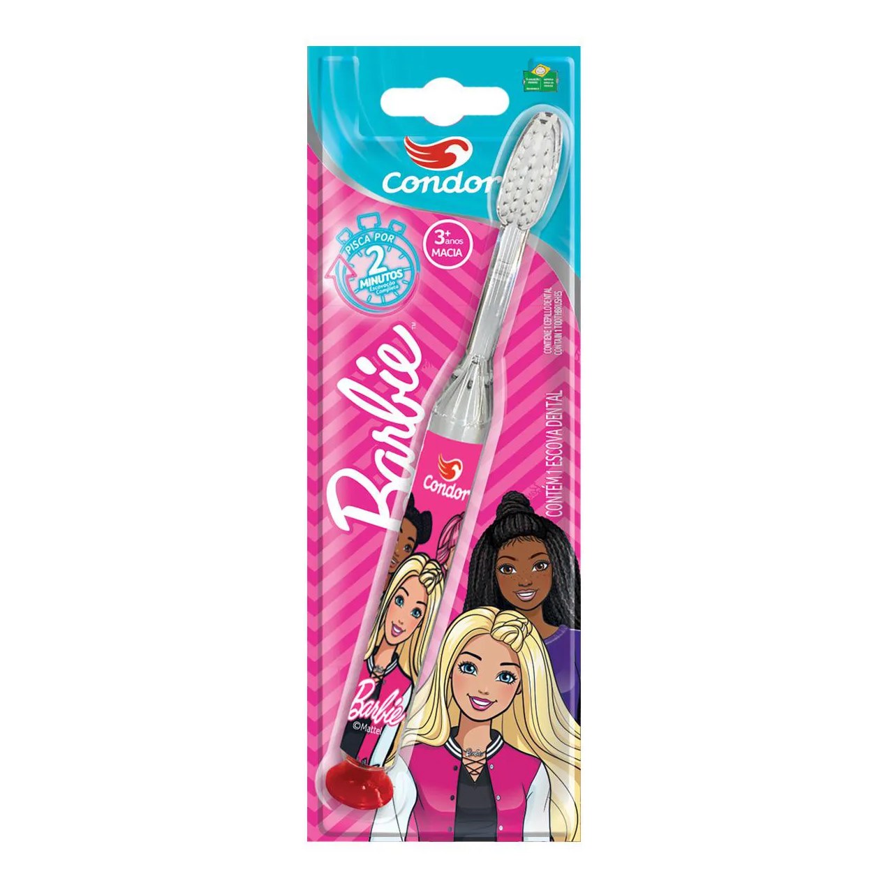 Escova Dental Macia com Luz de Led que Pisca Barbie Cabeça P
