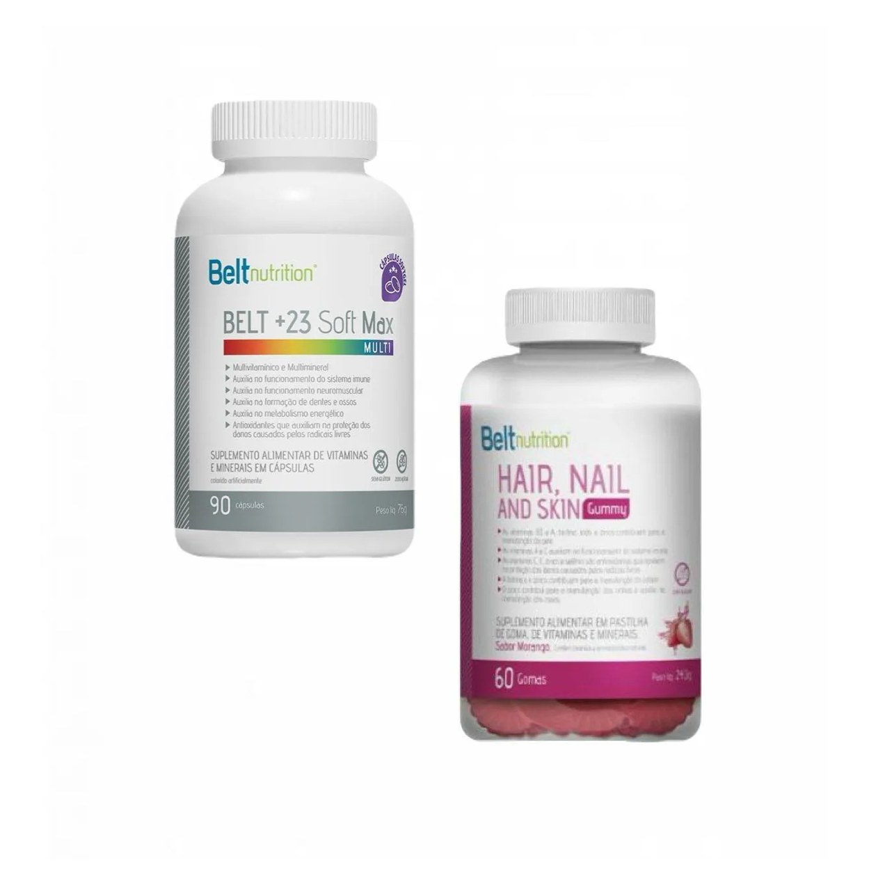 Belt +23 Soft Max + Belt Hair Gummy Morango - Belt Nutrition