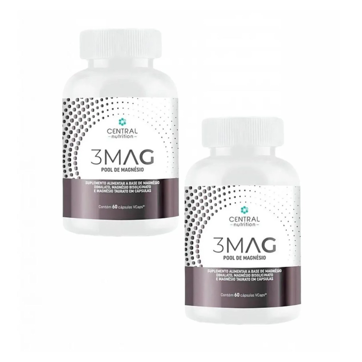 2x 3 Mag Magnesio Quelato Taurato Dimalato Central Nutrition sem Sabor