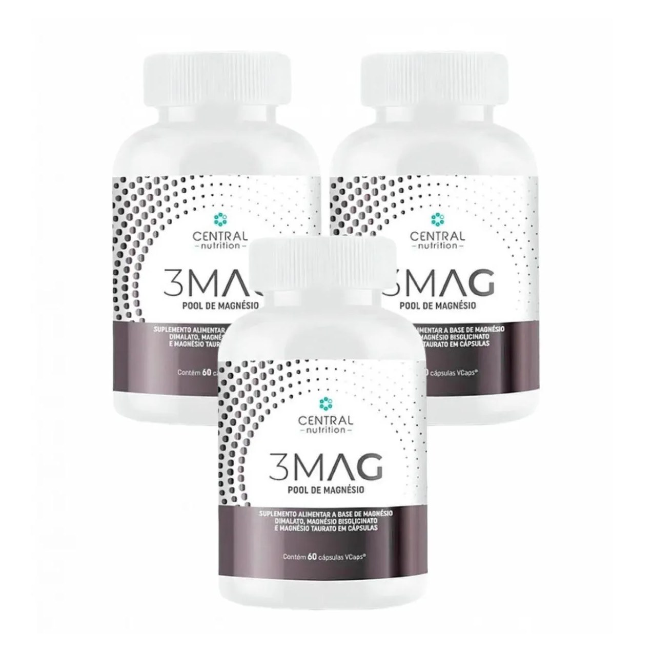 3x 3 Mag Magnesio Quelato Taurato Dimalato Central Nutrition sem Sabor
