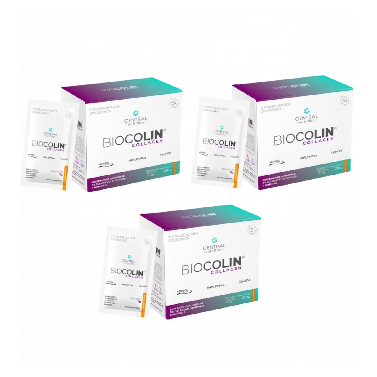 3x Biocolin Collagen- Central Nutrition- Tangerina 30 Sachês