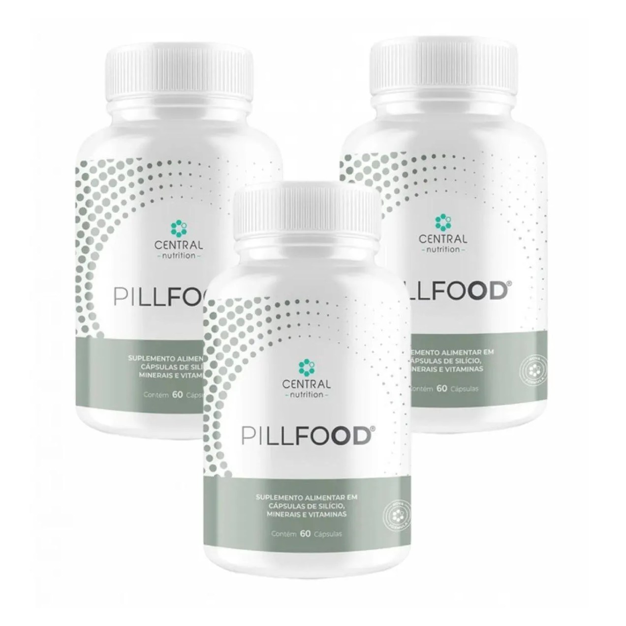 3x Pillfood - Silício Orgânico - Central Nutrition - 60 Cápsulas. sem Sabor