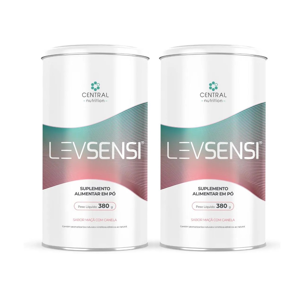 Kit 2 Levsensi  Fibra Colágeno Vitaminas 380g Central Nutrition Maçã com Canela