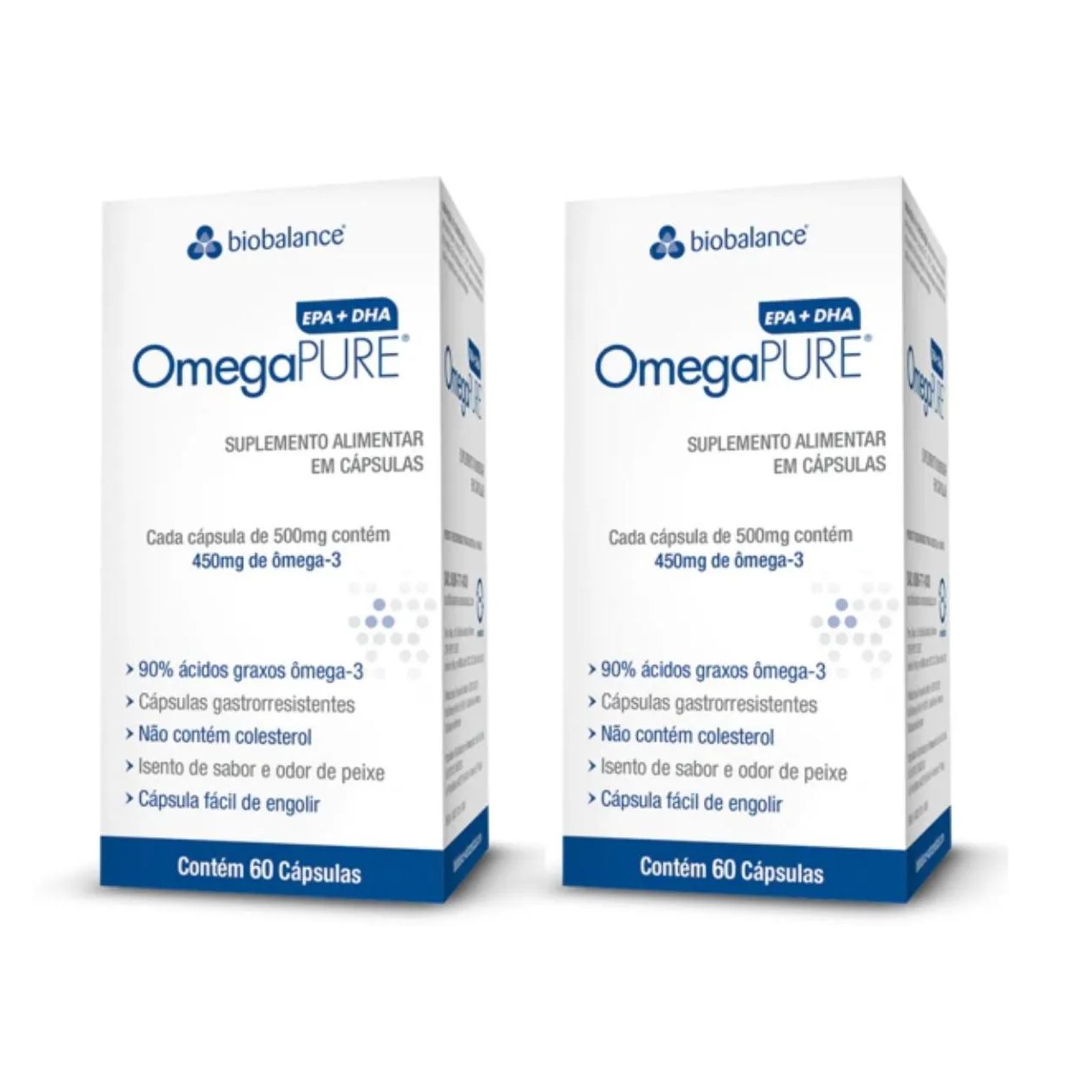 Kit 2 Omegapure Epa Dha Vitam e Alta Concentração 60 cápsula Biobalance sem Sabor