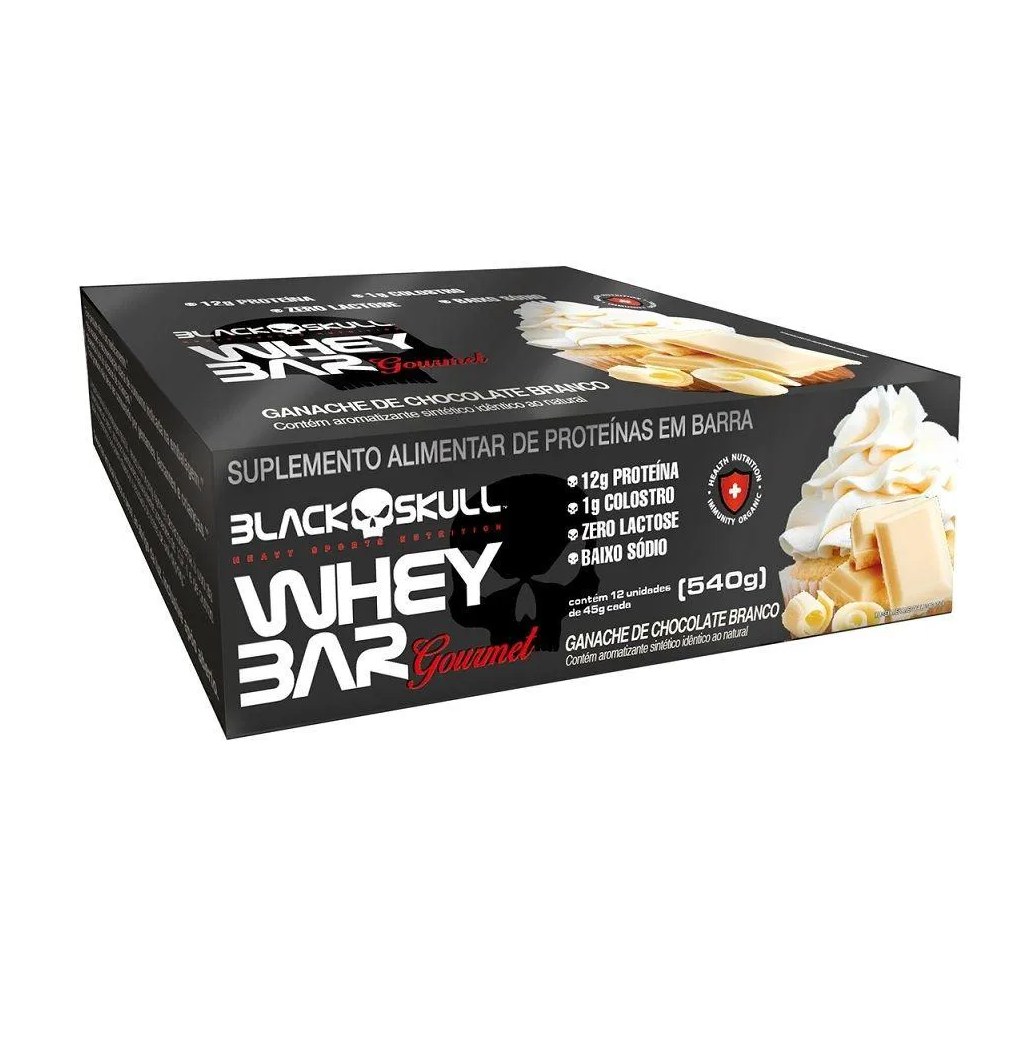 Whey Bar Gourmet (Caixa 12 Unid. 45G) - Sabor: Ganache de Chocolate Branco