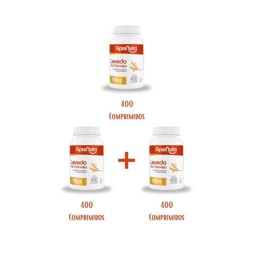 Kit 3 Levedo de Cerveja com 400 comprimidos - Apisnutri