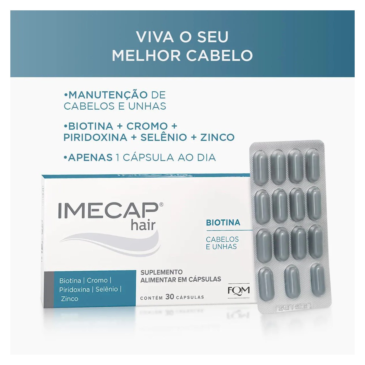 Suplemento Alimentar Imecap Hair Cabelos e Unhas 30 cápsulas