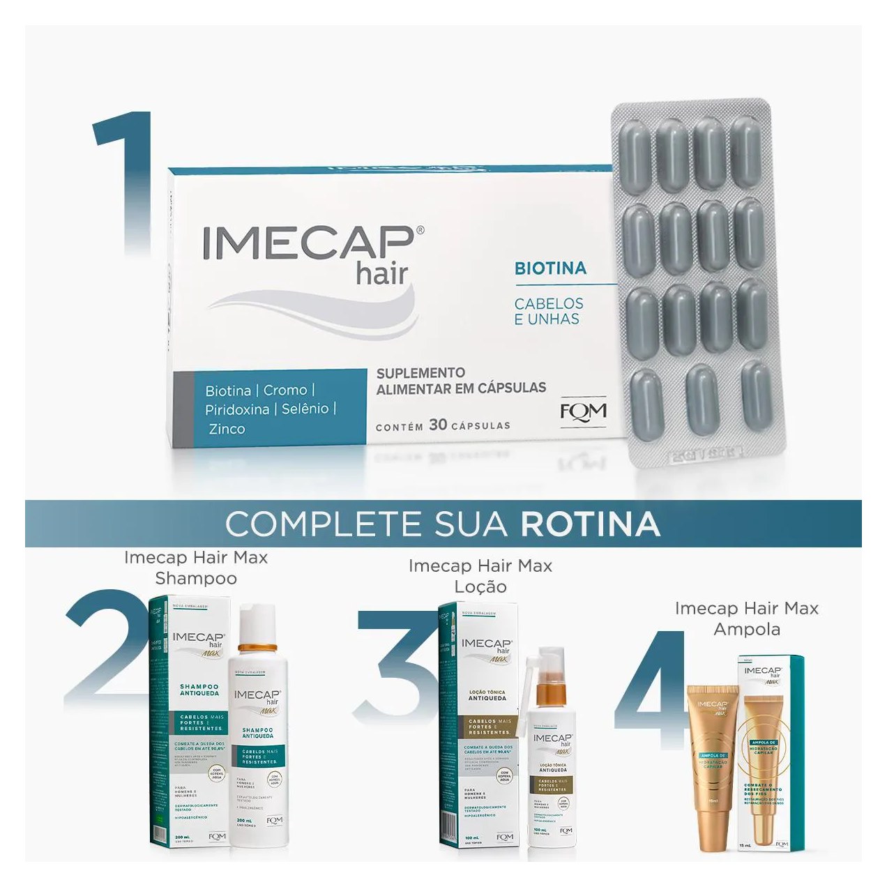Suplemento Alimentar Imecap Hair Cabelos e Unhas 30 cápsulas
