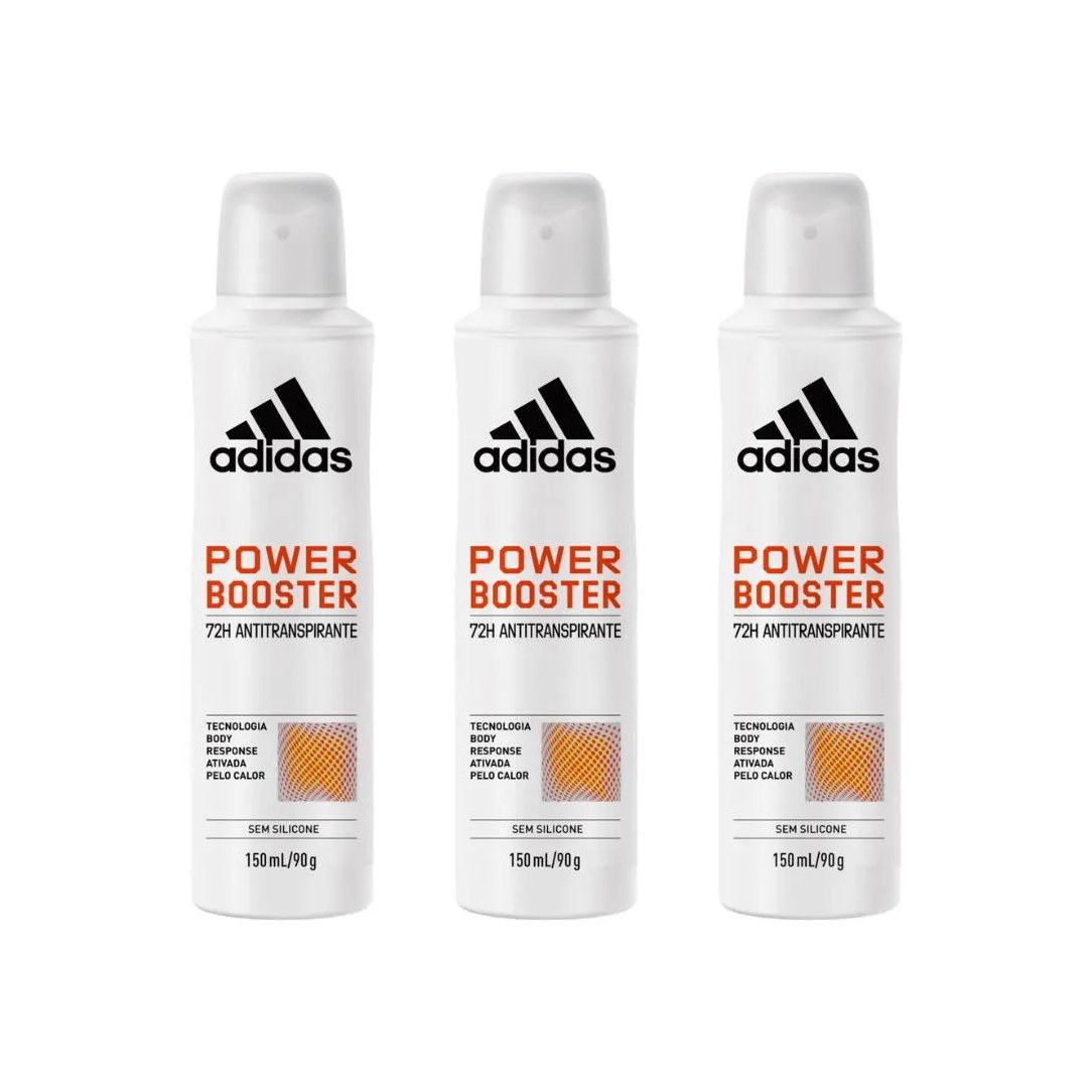 Desodorante Aero Adidas 150ml Fem Power Booster - Kit C / 3un