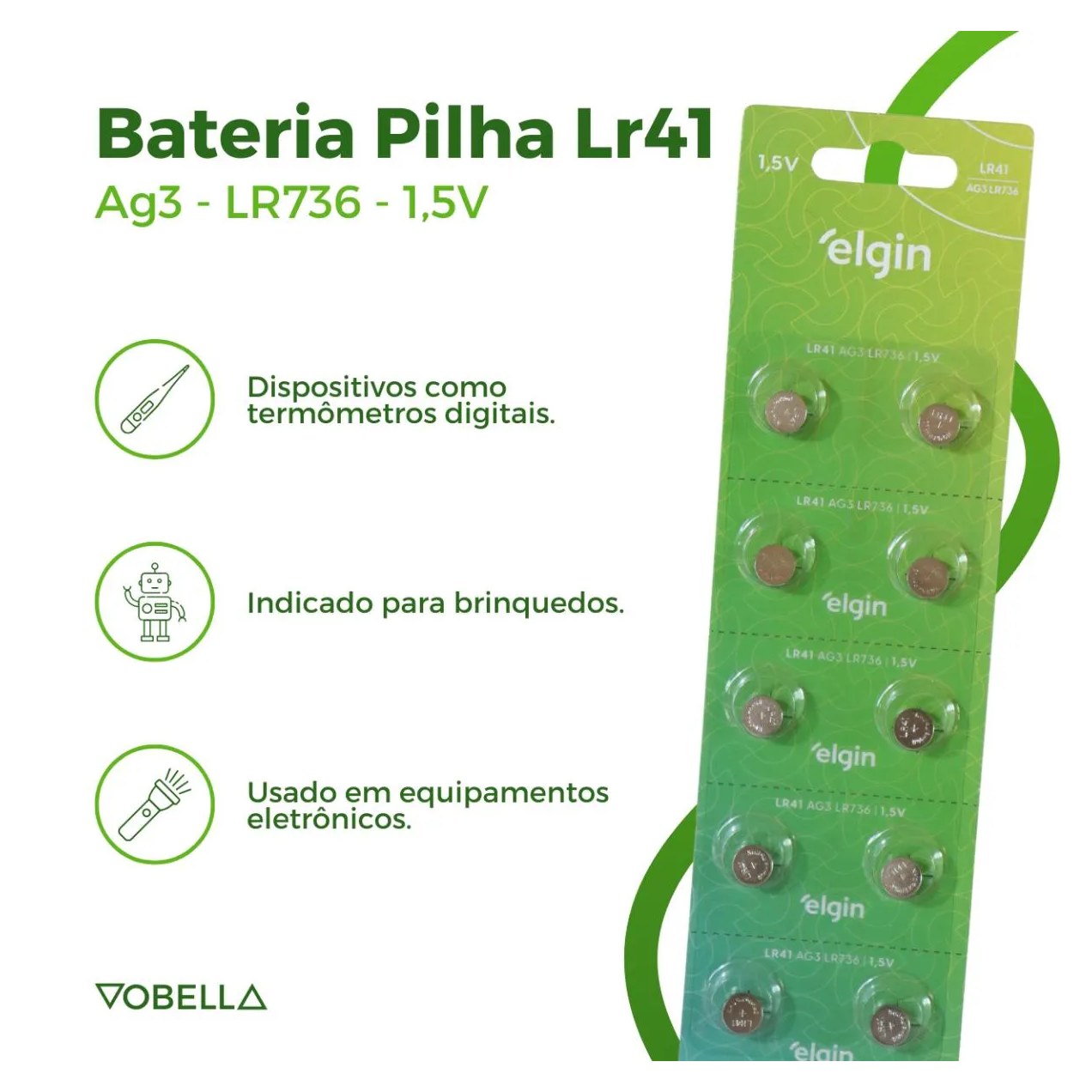 Kit 5 Baterias Pilha Cr2032 10 Baterias Pilhas Lr41 Elgin