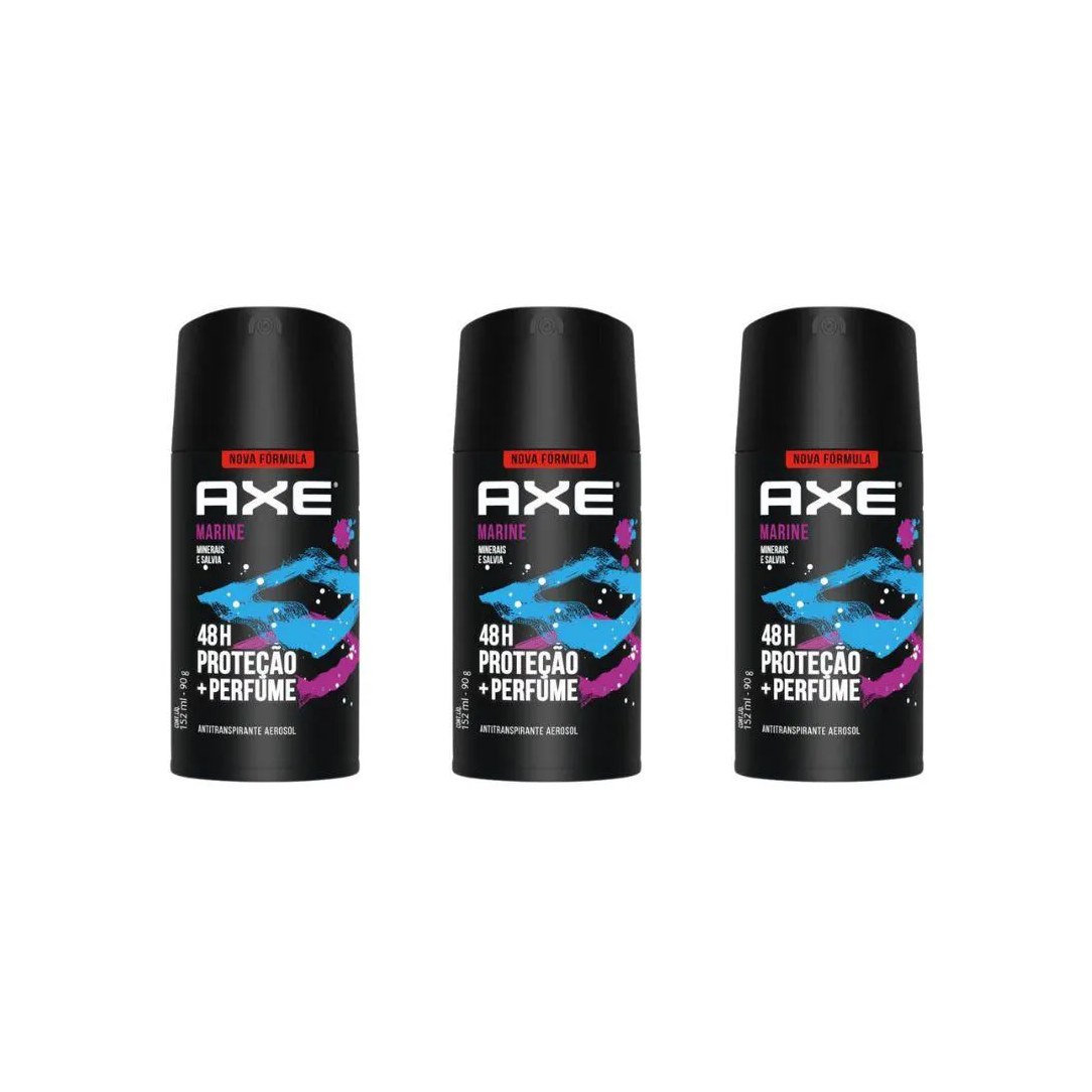 Desodorante Aerossol Axe 150ml Marine - Kit C / 3un