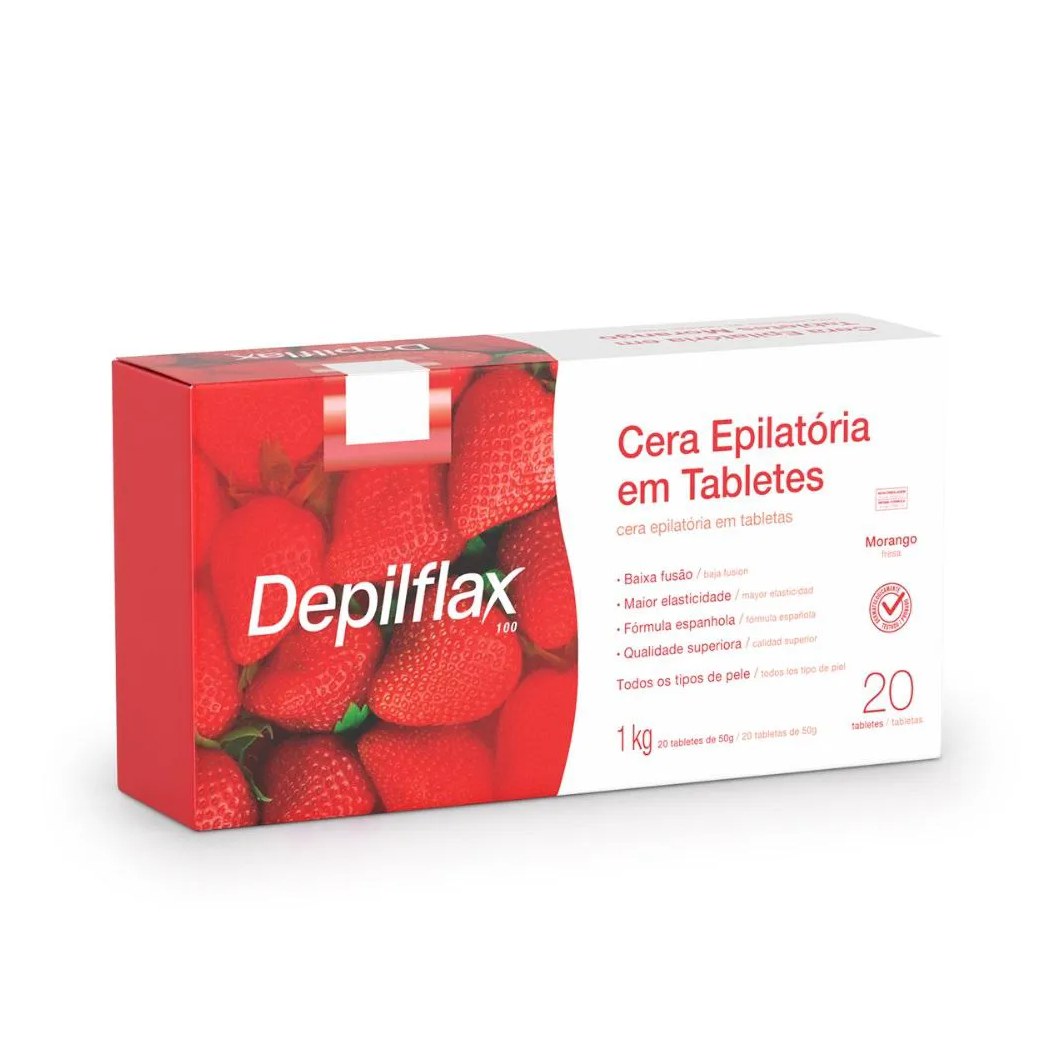 Cera Quente Depilação Depilflax Morango 1kg Tabletes