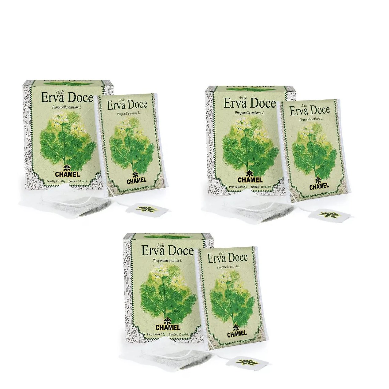 Kit 03 Chá de Erva Doce com 10 Sachês - Chamel