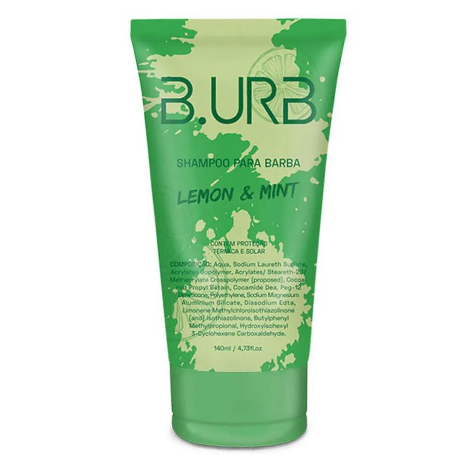 Shampoo para Barba Lemon & Mint Proteção Térmica E Solar 140ml Barba Urbana B.Urb